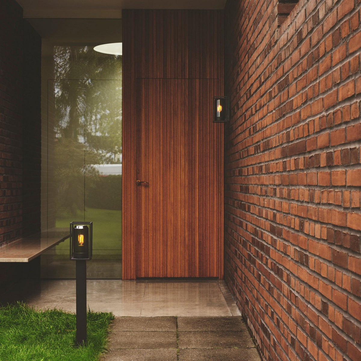 Griffin IP44 Bollard Light In Black with Smoked Diffuser