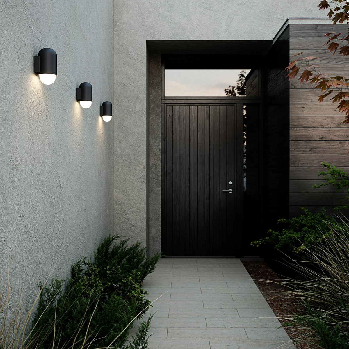Heka Outdoor IP54 Wall Light in Black With Opal Glass Diffuser