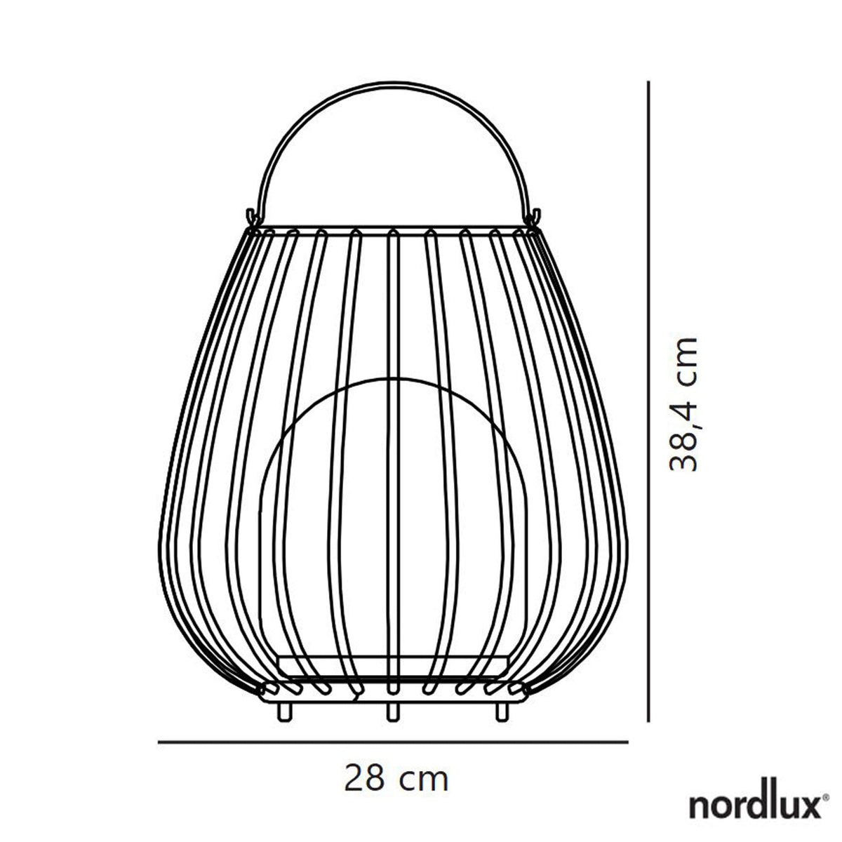 A diagram of the lamp's dimensions.