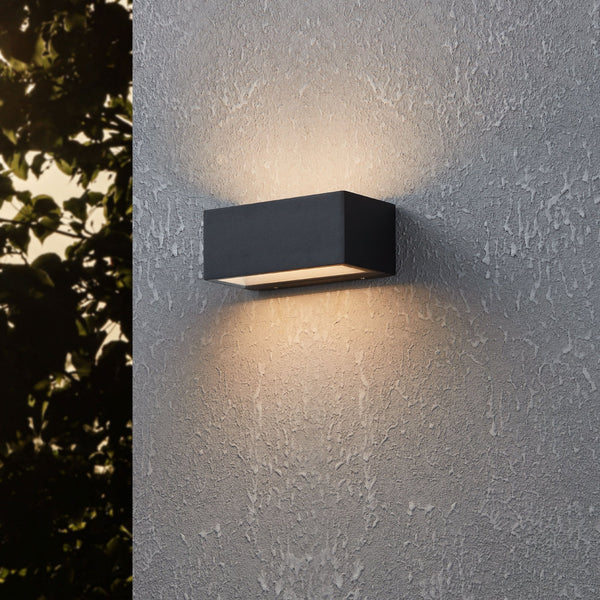 Spongano Wide Up & Down IP65 Wall Light in Black with Tunable White LED
