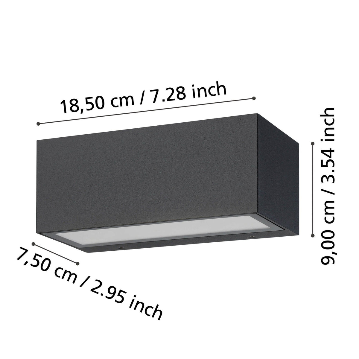 Spongano Wide Up & Down IP65 Wall Light in Black with Tunable White LED