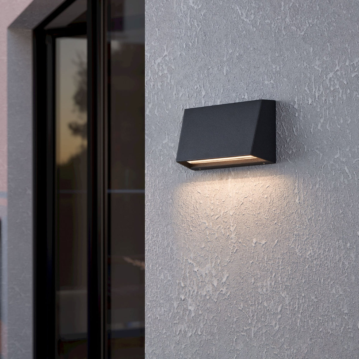 Spongano Slope Down IP65 Wall Light in Black with Tunable White LED