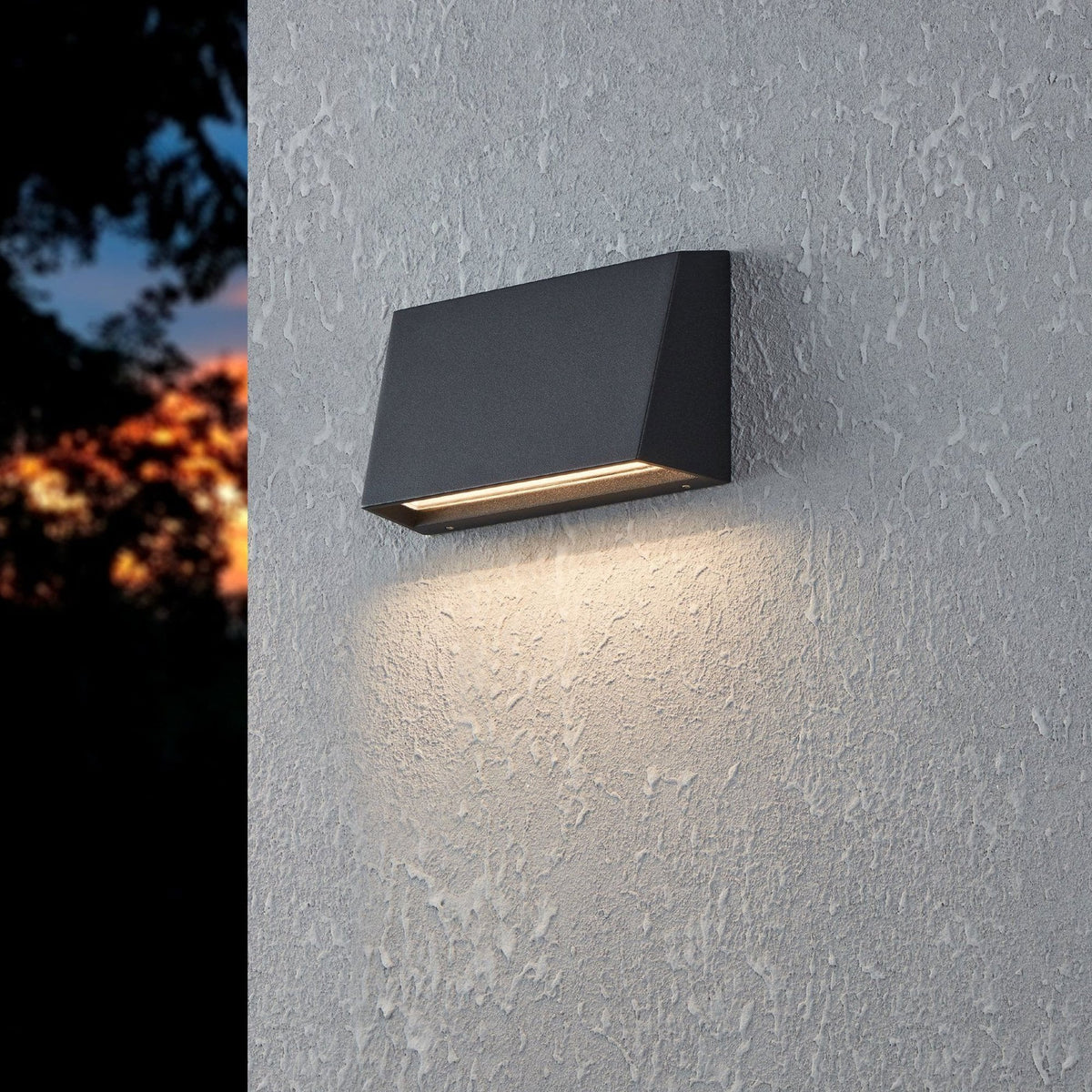 Spongano Slope Down IP65 Wall Light in Black with Tunable White LED