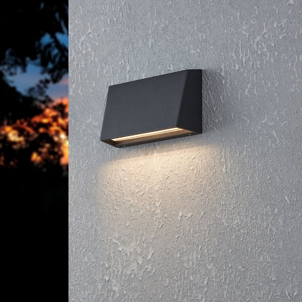 Spongano Slope Down IP65 Wall Light in Black with Tunable White LED