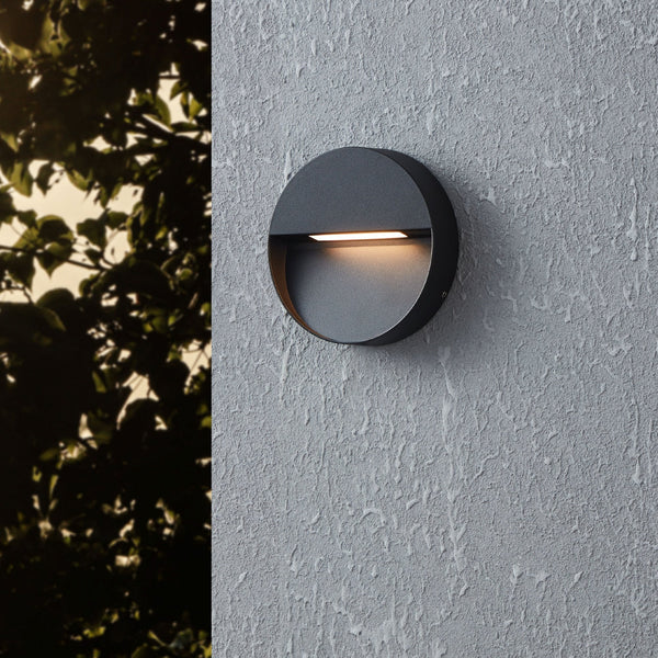 Maruggio Round IP65 Wall Light in Black with Tunable White LED