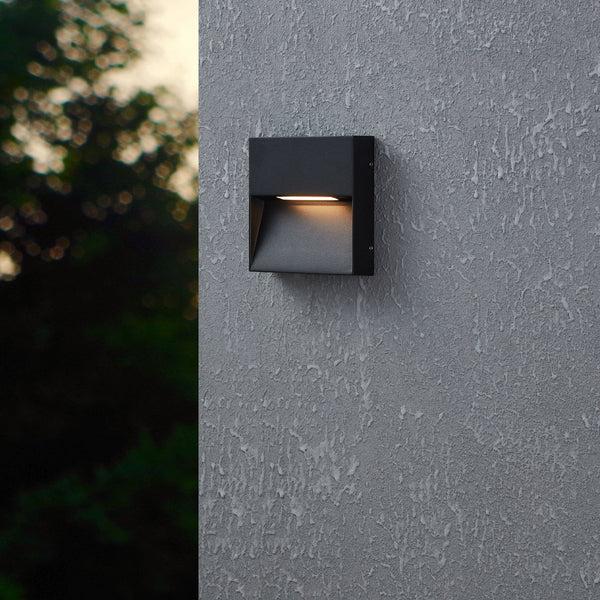 Maruggio Square IP65 Wall Light in Black with Tunable White LED