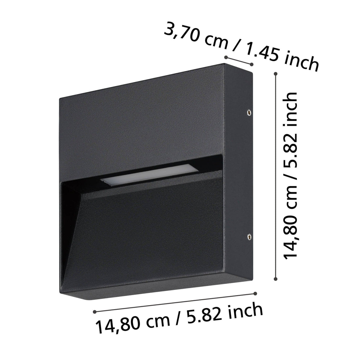 Maruggio Square IP65 Wall Light in Black with Tunable White LED