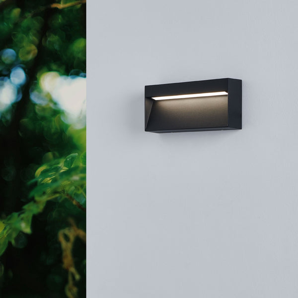 Maruggio Rectangle IP65 Wall Light in Black with Tunable White LED
