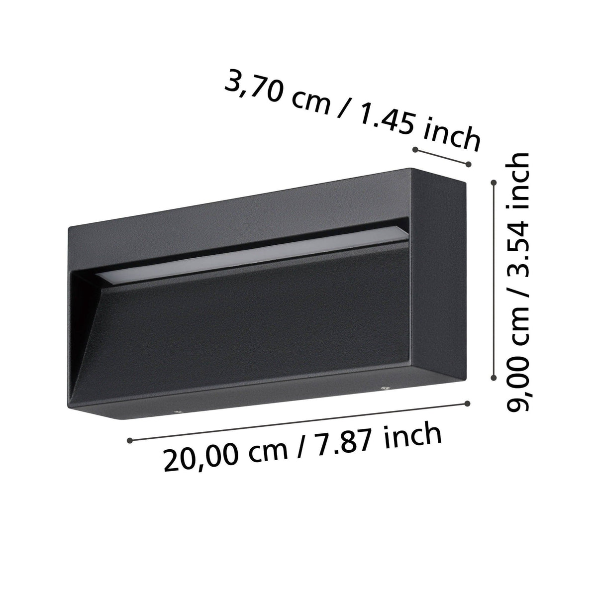 Maruggio Rectangle IP65 Wall Light in Black with Tunable White LED