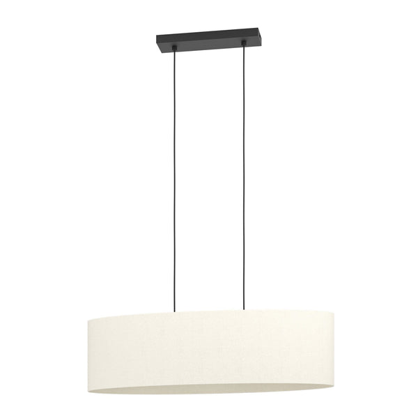 Febres Linear Oval Pendant with White Fabric Shade