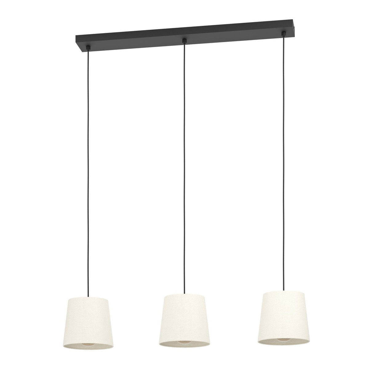 Febres Triple Drop Linear Pendant with White Fabric Shades