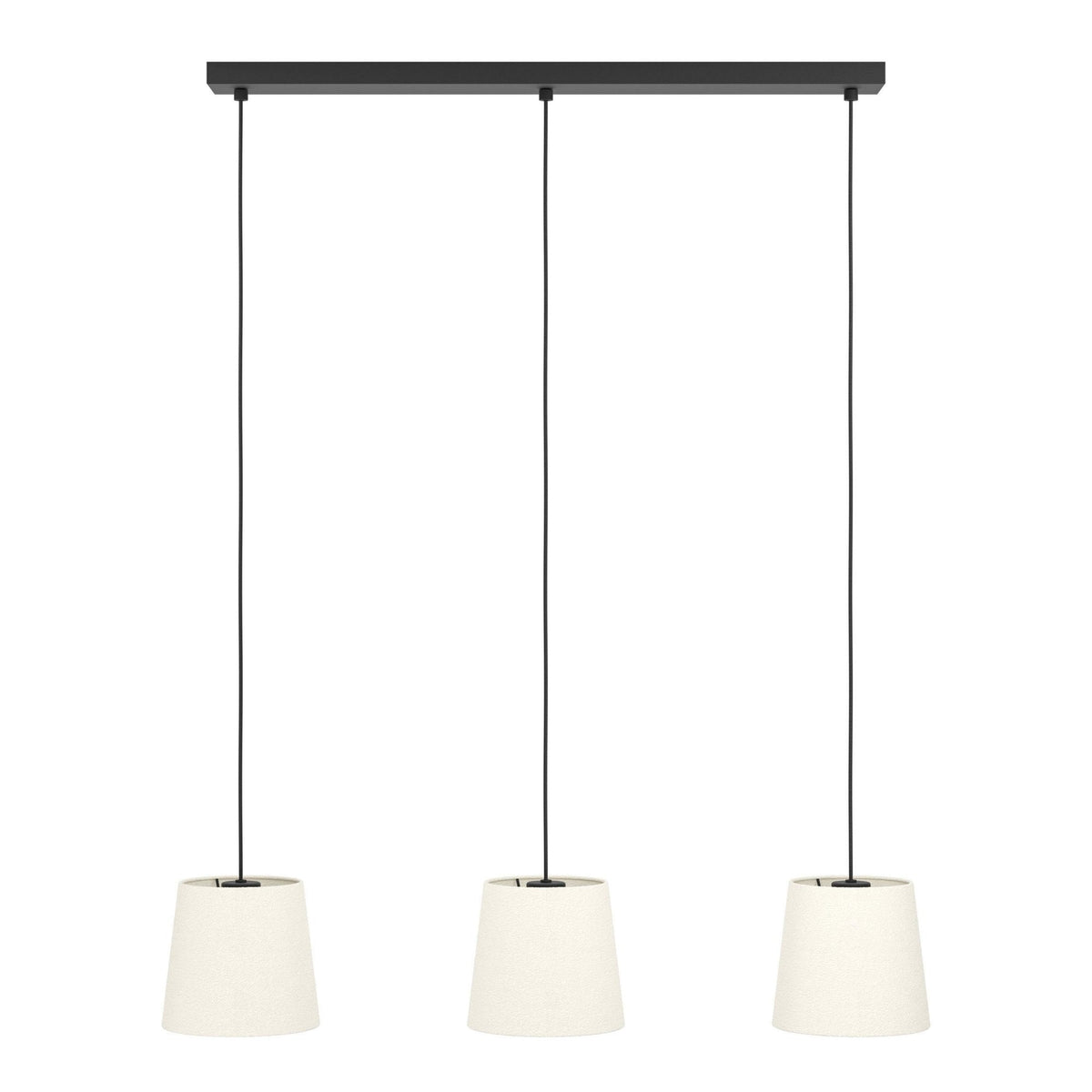 Febres Triple Drop Linear Pendant with White Fabric Shades