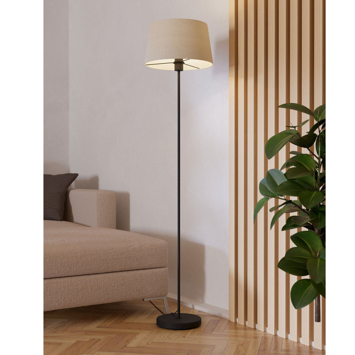 Febres Floor Lamp with White Fabric Shade