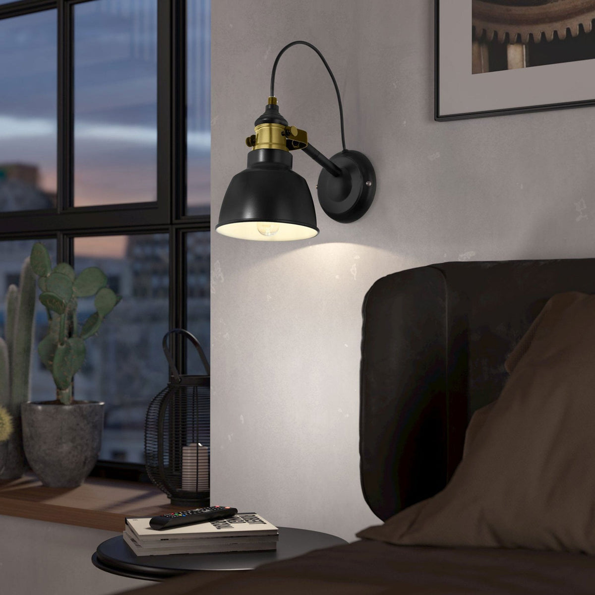 Thornford Single Spotlight in Black with Bronze Detailing