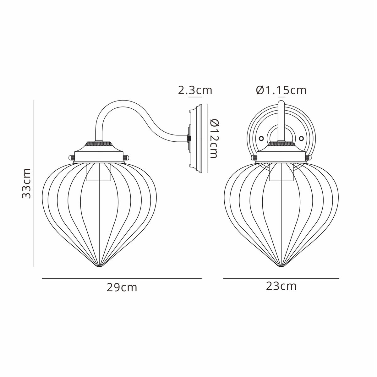 Appin Wall Light in Antique Brass with Clear Flower Bud Glass Shade