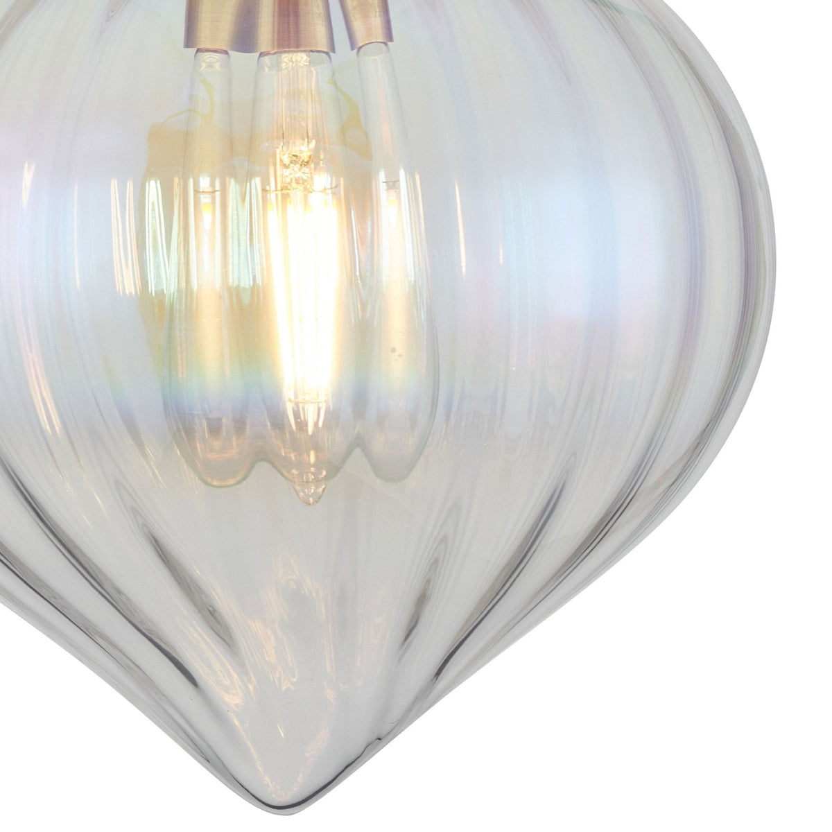 Appin Wall Light in Antique Brass with Iridescent Faded Flower Bud Glass Shade