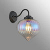 Appin Wall Light in Satin Black with Iridescent Faded Flower Bud Glass Shade