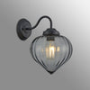 Appin Wall Light in Satin Black with Smoke Flower Bud Glass Shade