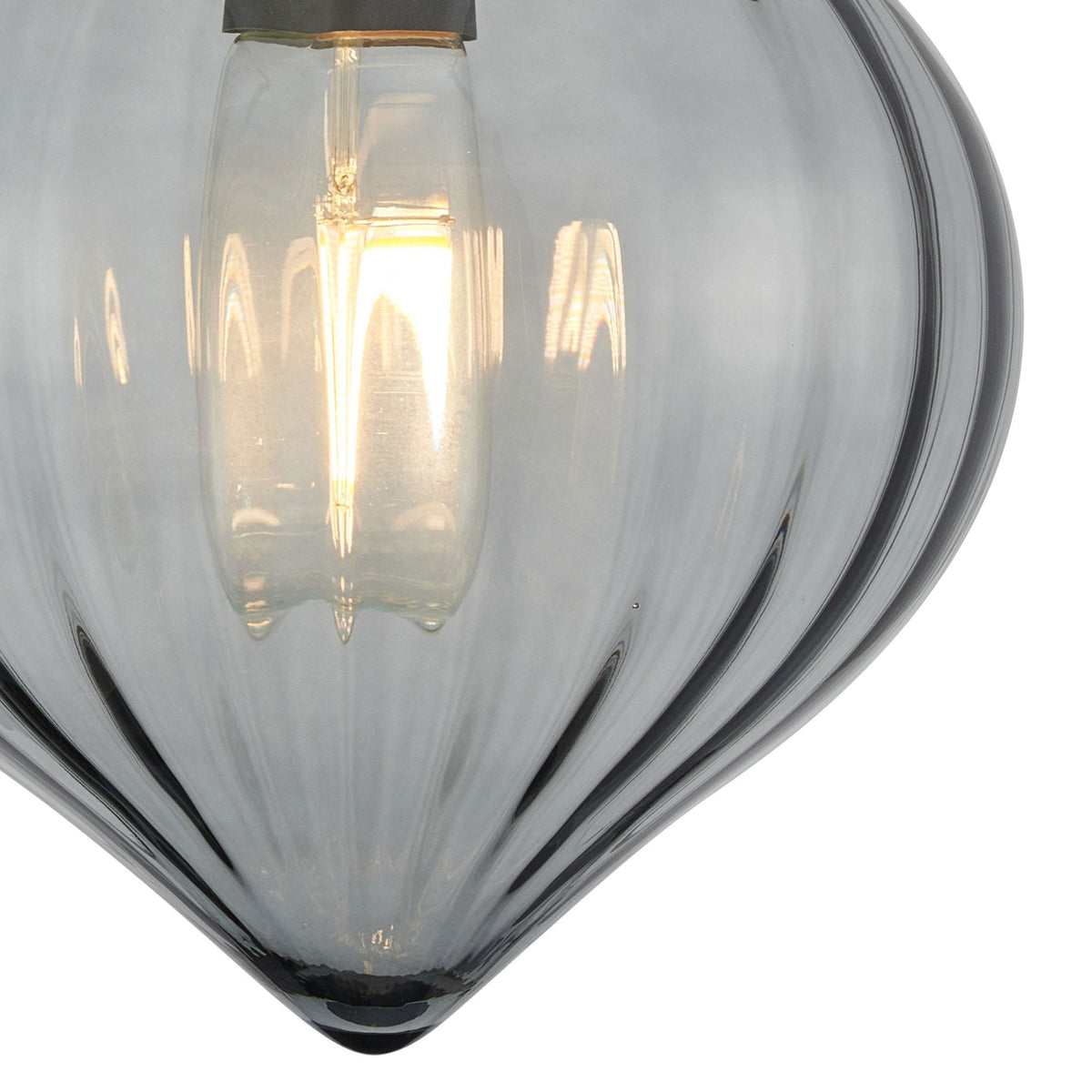 Appin Wall Light in Satin Black with Smoke Flower Bud Glass Shade