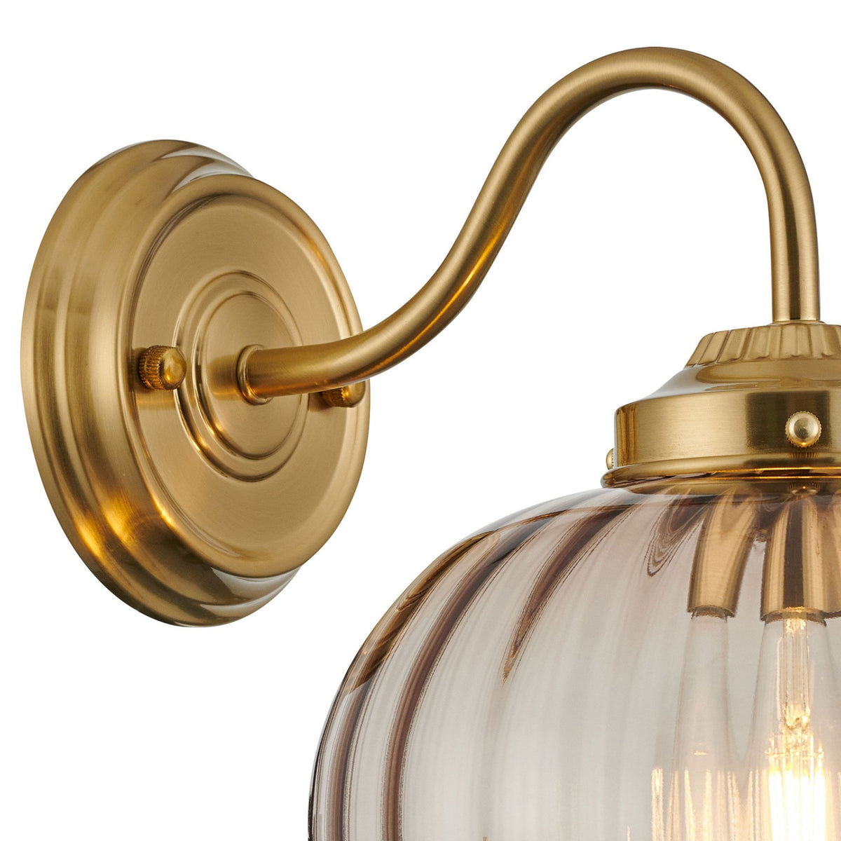 Appin Wall Light in Brass with Cognac Flower Bud Glass Shade