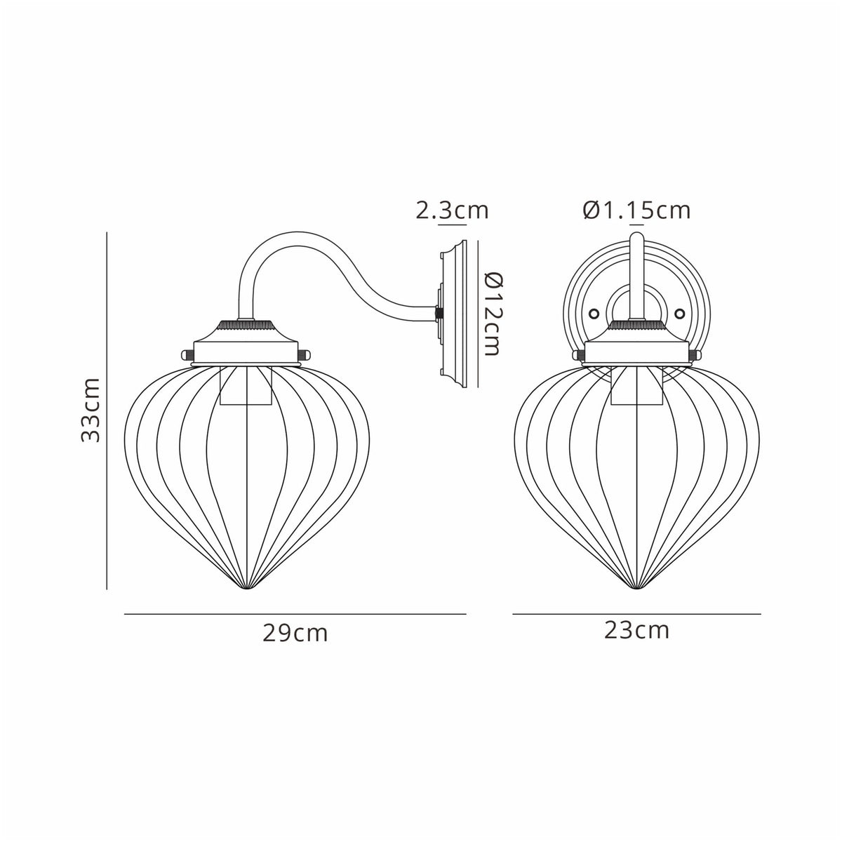 Appin Wall Light in Brass with Cognac Flower Bud Glass Shade