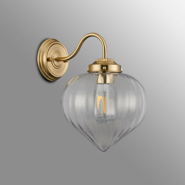 Appin Wall Light in Brass with Clear Flower Bud Glass Shade