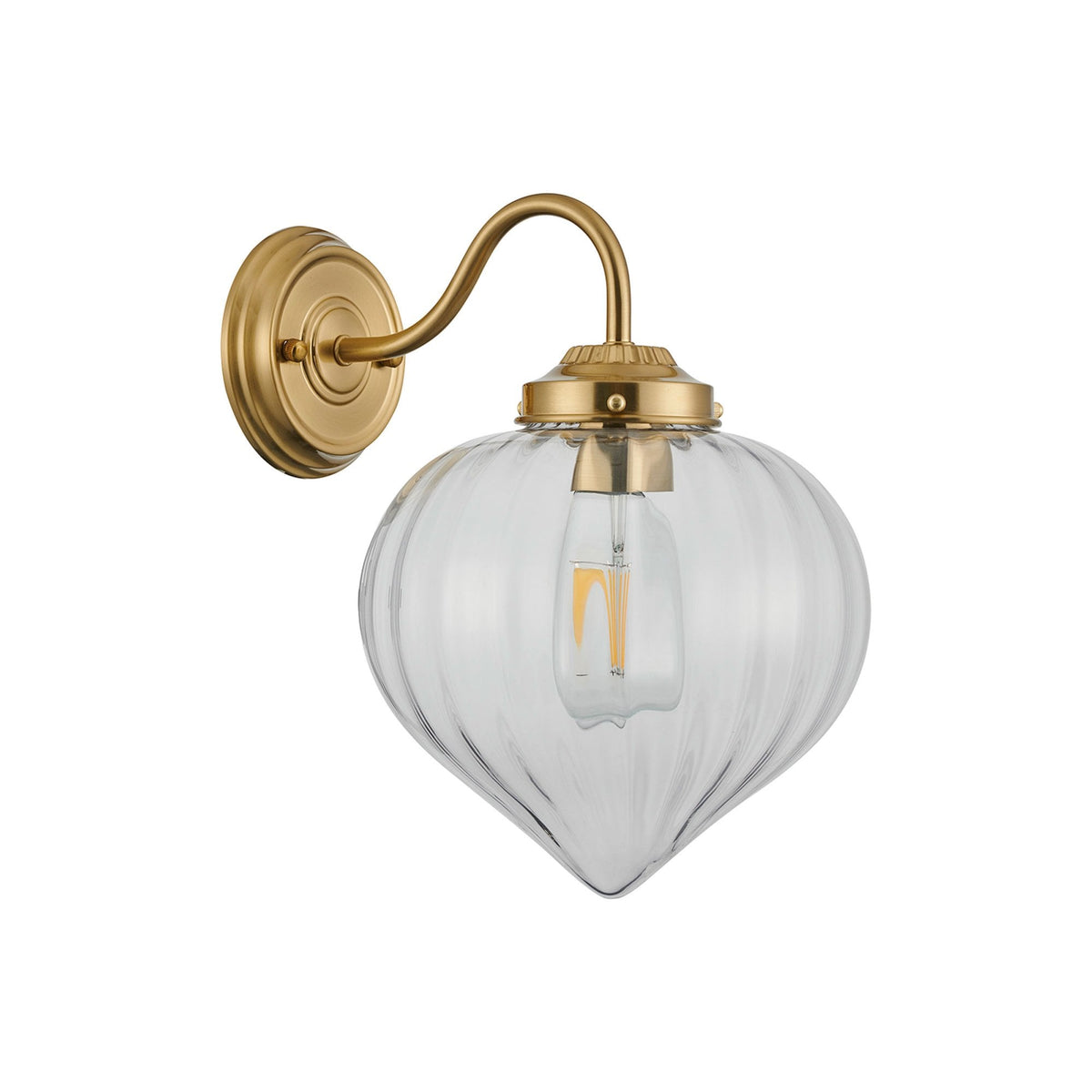 Appin Wall Light in Brass with Clear Flower Bud Glass Shade