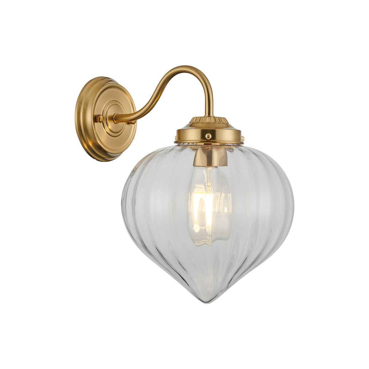 Appin Wall Light in Brass with Clear Flower Bud Glass Shade