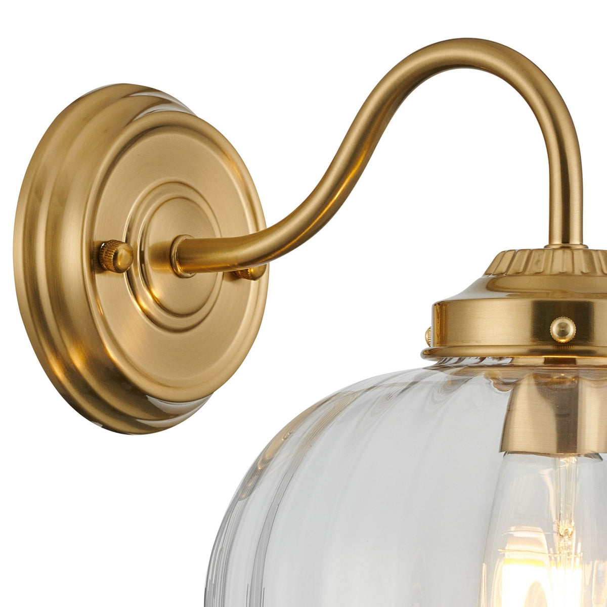 Appin Wall Light in Brass with Clear Flower Bud Glass Shade