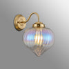 Appin Wall Light in Brass with Iridescent Faded Flower Bud Glass Shade