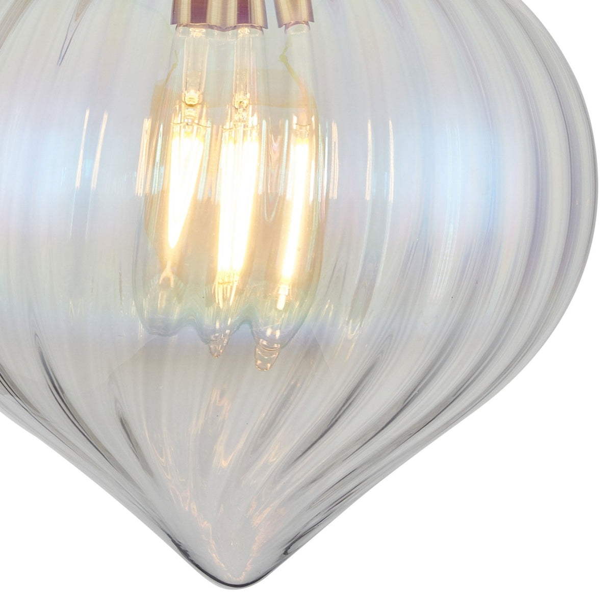 Appin Wall Light in Brass with Iridescent Faded Flower Bud Glass Shade