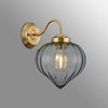 Appin Wall Light in Brass with Smoke Flower Bud Glass Shade