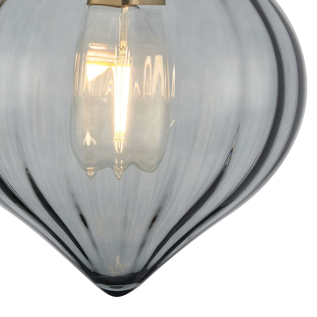 Appin Wall Light in Brass with Smoke Flower Bud Glass Shade