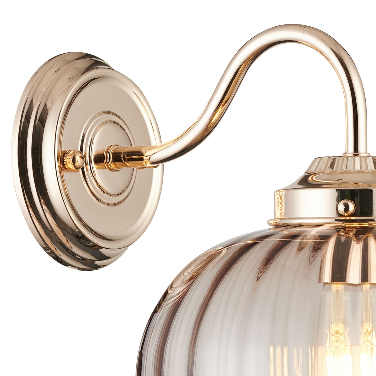 Appin Wall Light in French Gold with Cognac Flower Bud Glass Shade