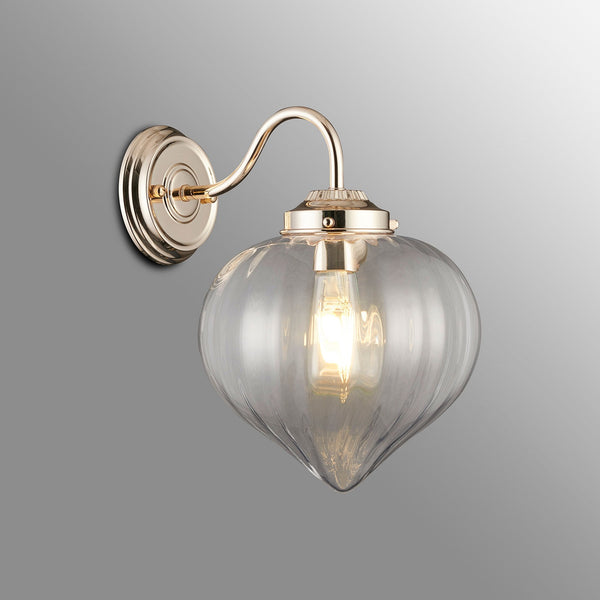 Appin Wall Light in French Gold with Clear Flower Bud Glass Shade
