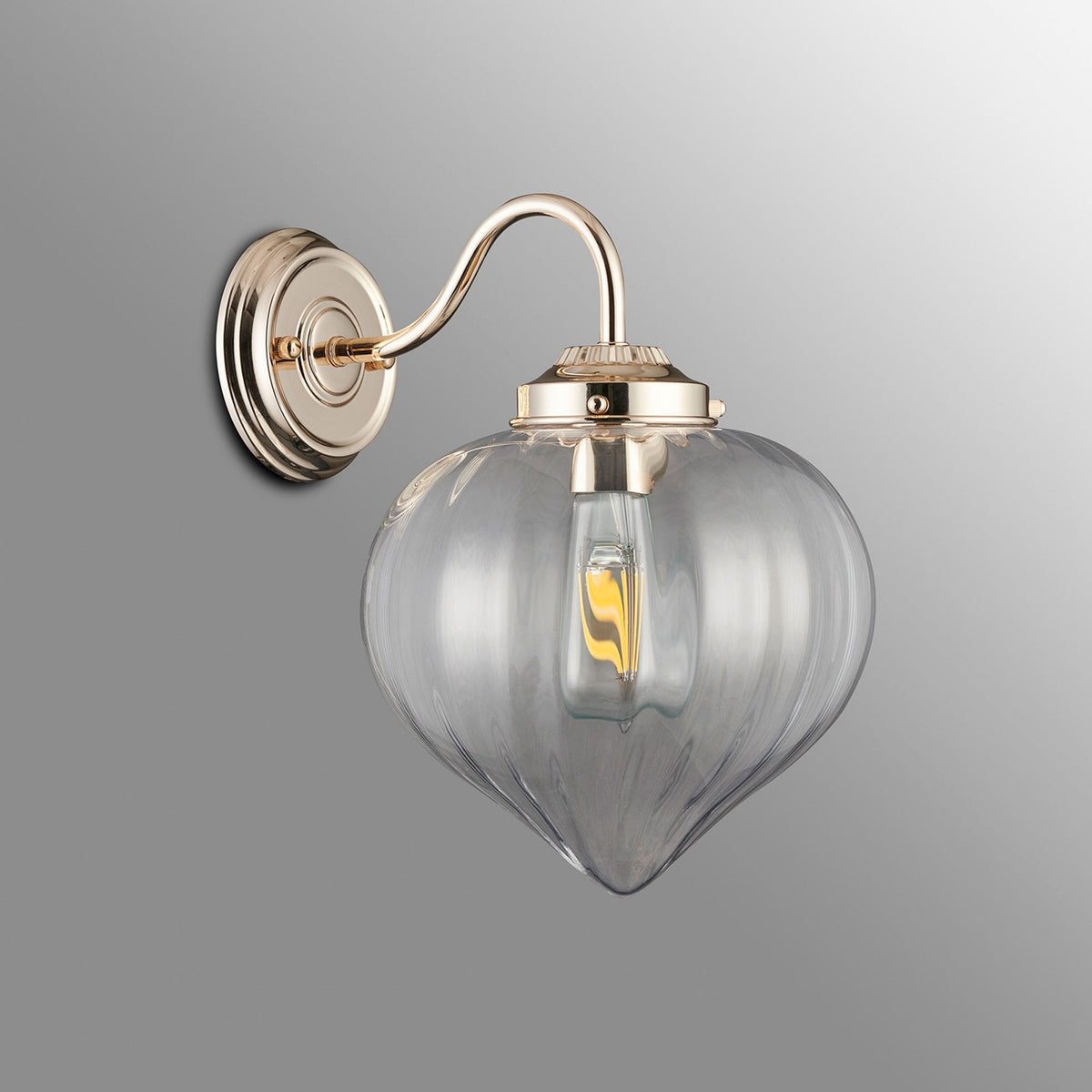 Appin Wall Light in French Gold with Clear Flower Bud Glass Shade