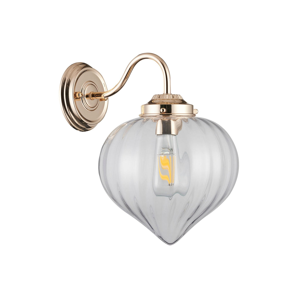Appin Wall Light in French Gold with Clear Flower Bud Glass Shade