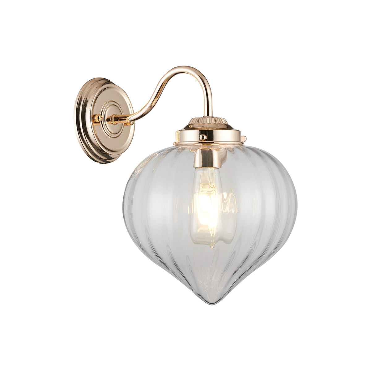 Appin Wall Light in French Gold with Clear Flower Bud Glass Shade