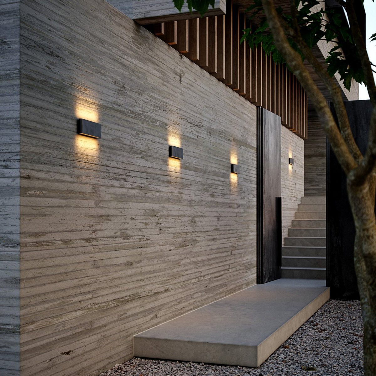 Kinver 26 IP54 LED Up and Down Wall Light in Black