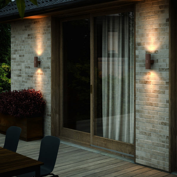Kyklop Ripple Outdoor IP54 Up and Down Wall Light in Rusty Brown