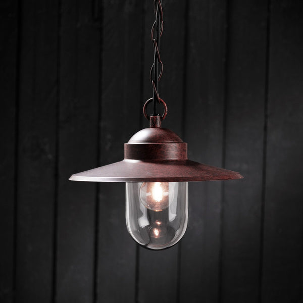 Luxembourg Outdoor IP33 Pendant Light in Rusty Brown