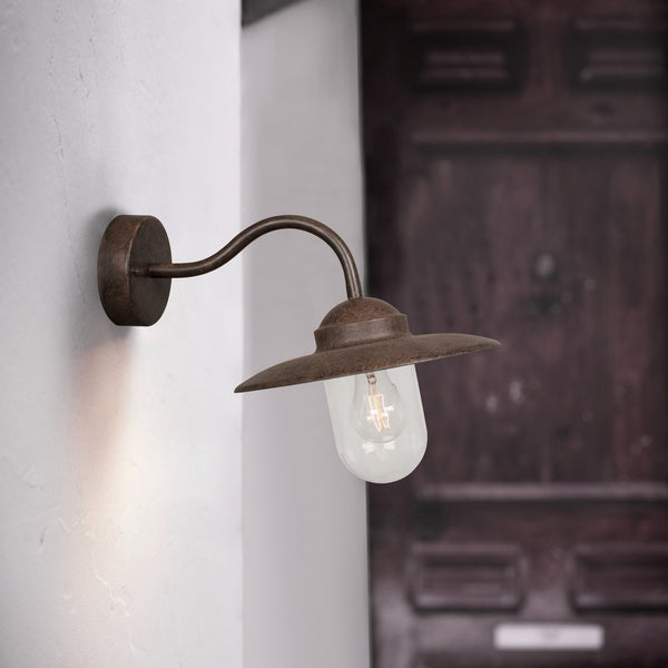 Luxembourg Outdoor IP54 Wall Light in Rusty Brown