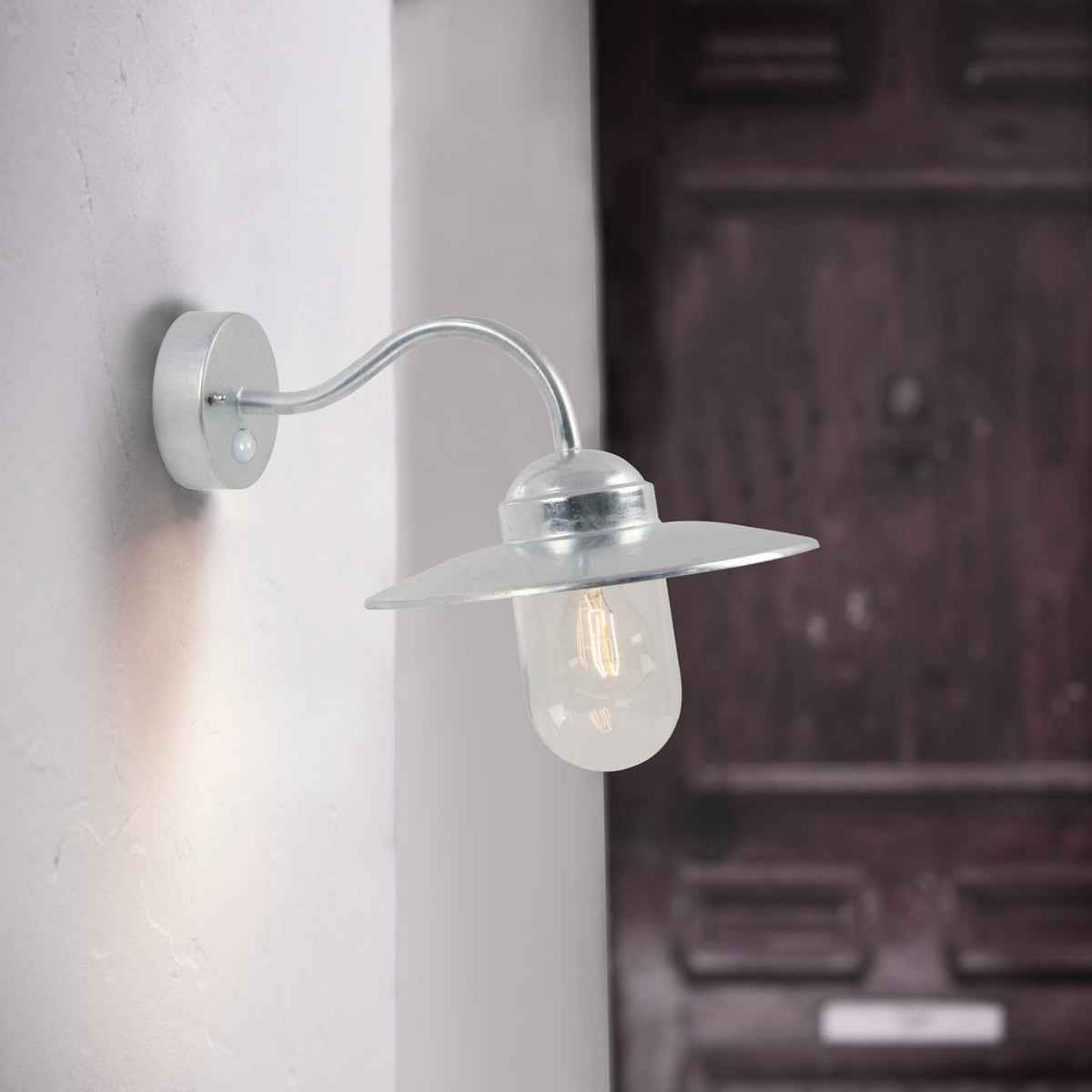 Luxembourg Coastal Outdoor IP54 PIR Galvanized Wall Light