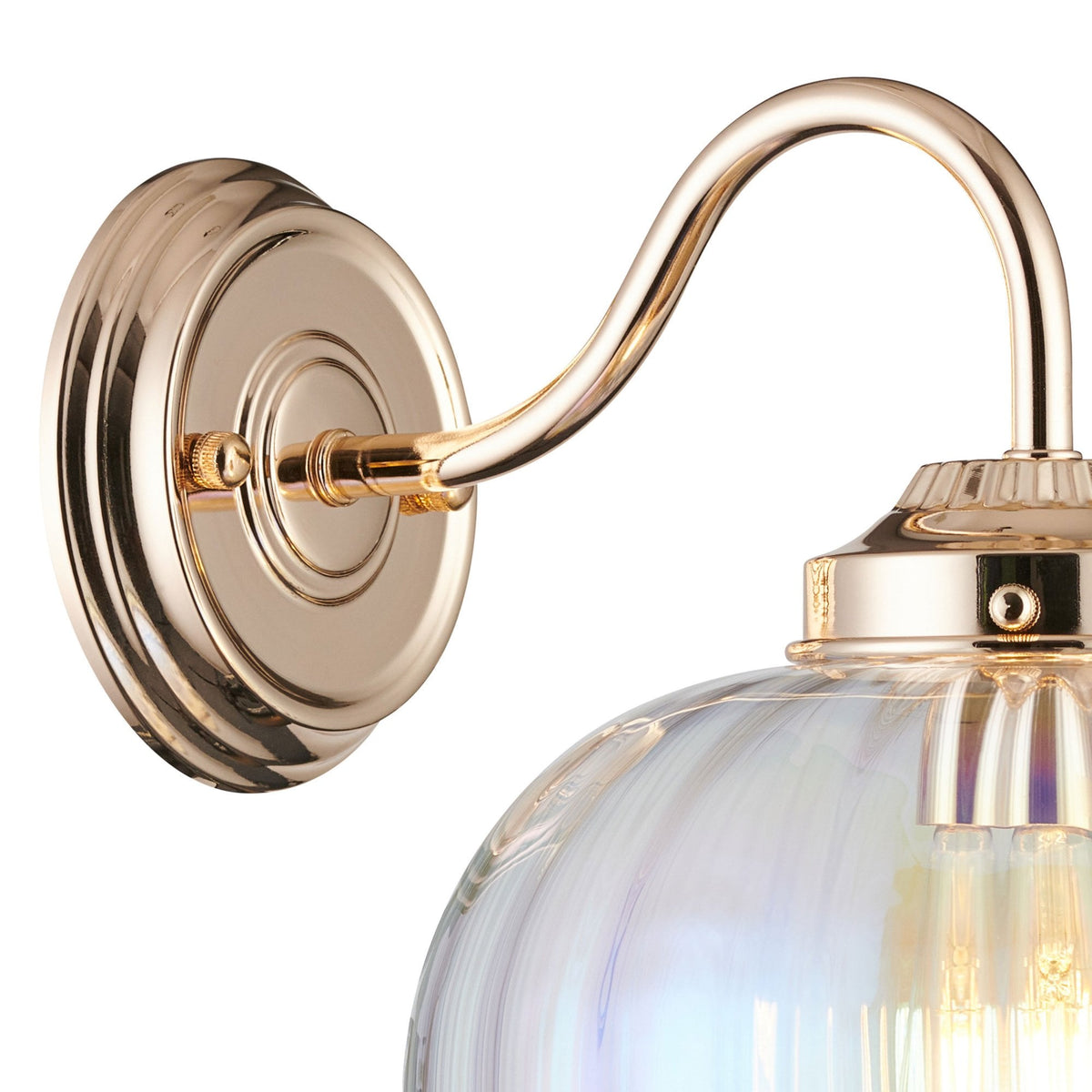Appin Wall Light in French Gold with Iridescent Faded Flower Bud Glass Shade