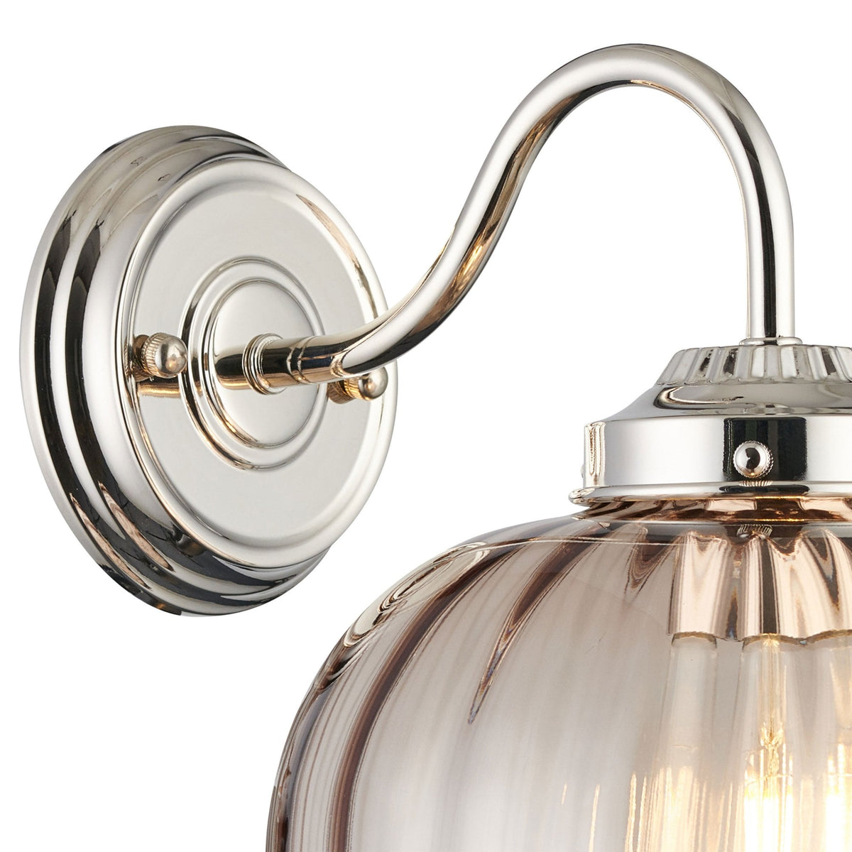 Appin Wall Light in Polished Nickel with Cognac Flower Bud Glass Shade