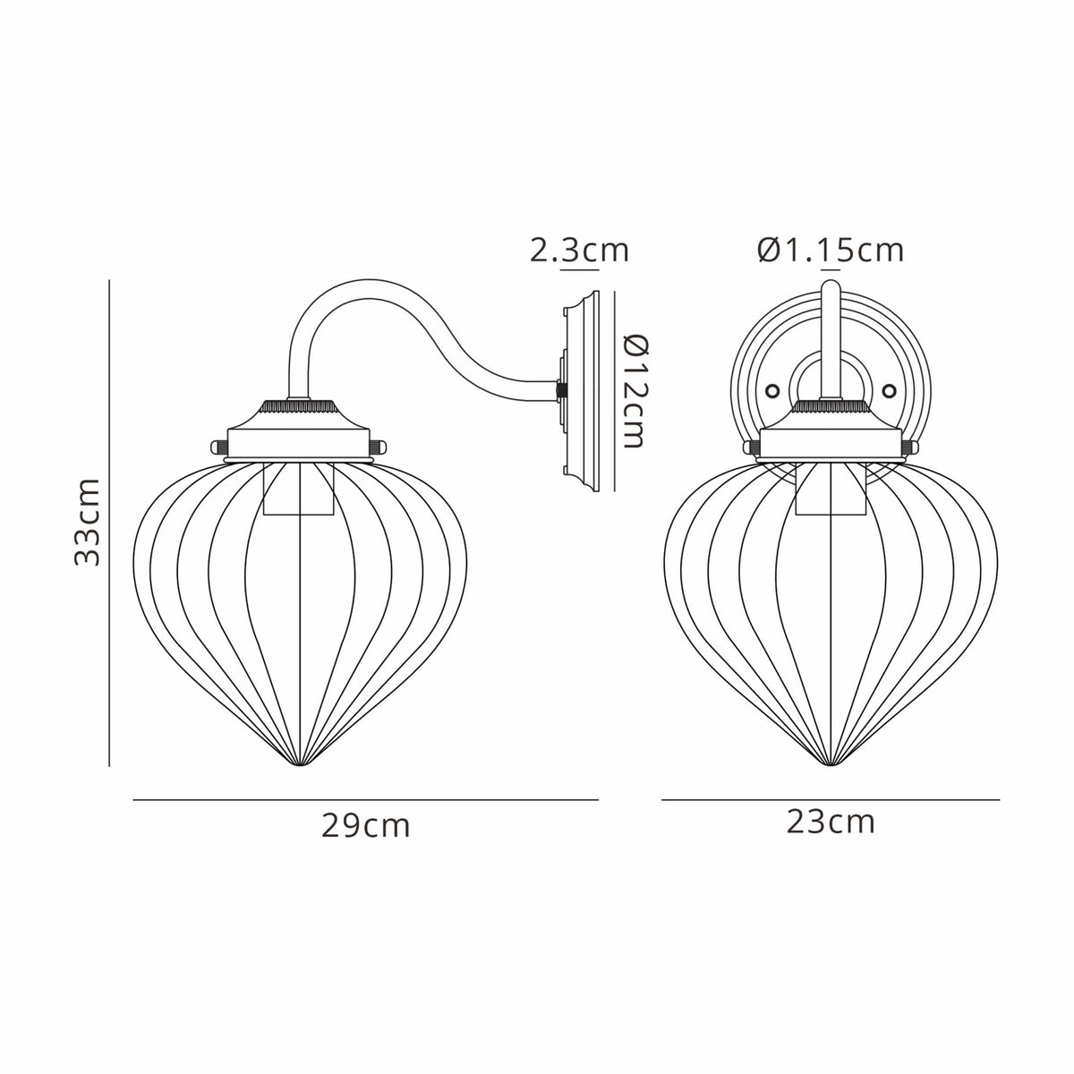 Appin Wall Light in Polished Nickel with Cognac Flower Bud Glass Shade