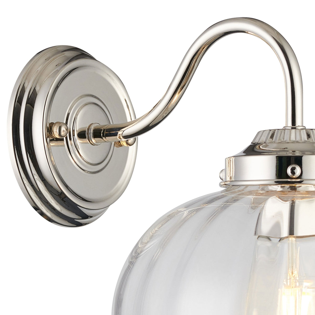 Appin Wall Light in Polished Nickel with Clear Flower Bud Glass Shade