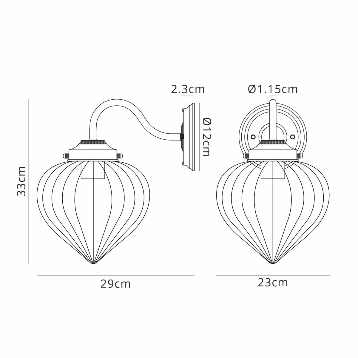 Appin Wall Light in Polished Nickel with Clear Flower Bud Glass Shade