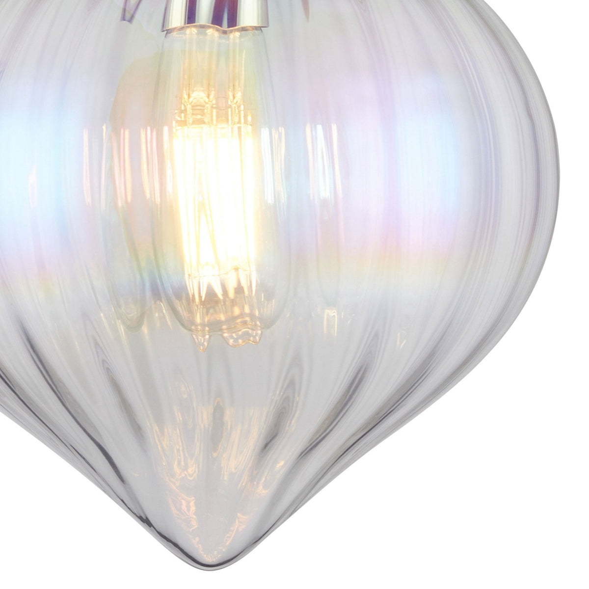 Appin Wall Light in Polished Nickel with Iridescent Faded Flower Bud Glass Shade