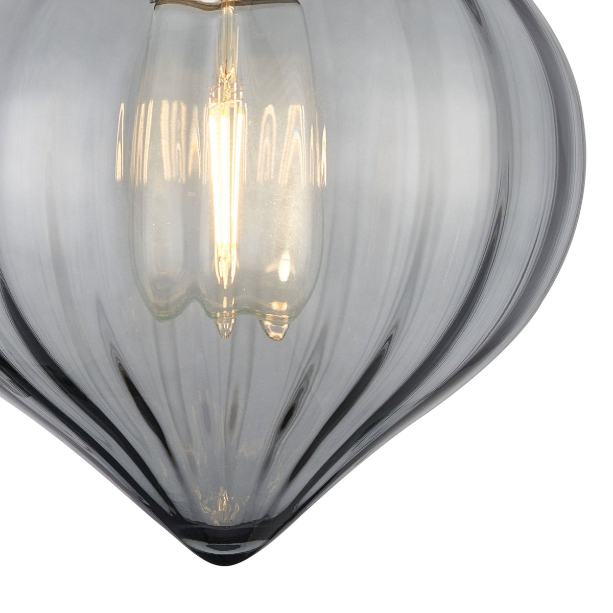 Appin Wall Light in Polished Nickel with Smoke Flower Bud Glass Shade